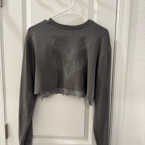 Gray Cropped Sweatshirt